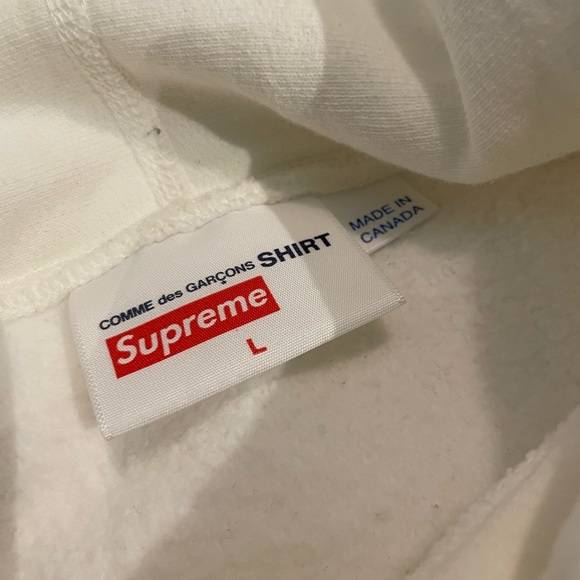 Supreme Comme Des Garçons SHIRT Box Logo Hooded Sweatshirt White - Picture 6 of 7